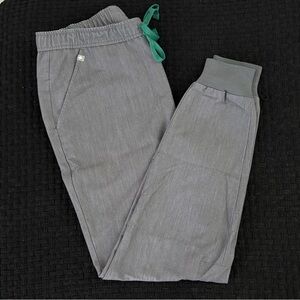 Figs Gray Joggers with Green Drawstring
